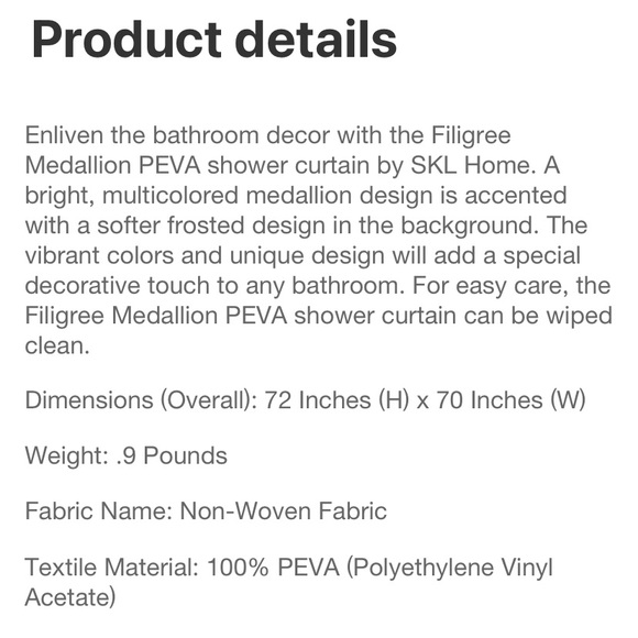 NWT shower curtain boho style + hooks - Picture 2 of 6